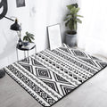 Avtoit | Diamond geometric rug southwestern area rug for bedroom Black and White Power Loom washable floor rug