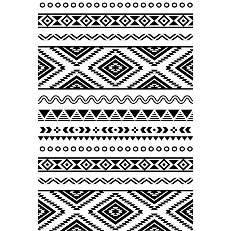 Avtoit | Diamond geometric rug southwestern area rug for bedroom Black and White Power Loom washable floor rug
