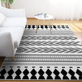 Avtoit | Striped Chevron Washable Rug for the Living Room Southwest Americana Pet-Friendly Rug in Black and White