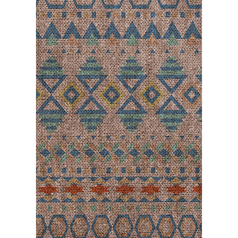 Avtoit | Braided rustic American rug brown washable area rug for bedroom geometric hunting stain-resistant rug