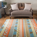 Avtoit | Living Room Rustic Orange Carpet Striped Paisley Carpet with Animal Polyester Pet Friendly Stain Resistant Area Rug