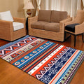 Avtoit | Blue and Red Americana Tribal Rug Striped Geometric Polyester Pet-Friendly Stain-Resistant Area Rug for Accent Area
