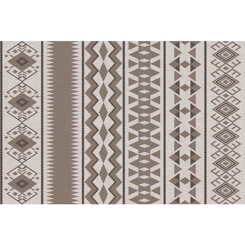 Avtoit | Southwestern tribal brown carpet striped geometric diamond washable stain-resistant synthetic carpet for the living room
