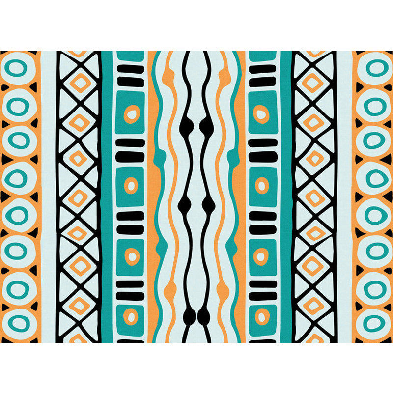 Avtoit | Green striped geometric carpet with diamond and pots Polyester Power Loom pet-friendly carpet for accent area
