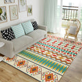 Avtoit | Indian Tribal Orange and Green Rug Striped Geometric Area Rug Fabri Pet Friendly Stain Resistant Indoor Carpet