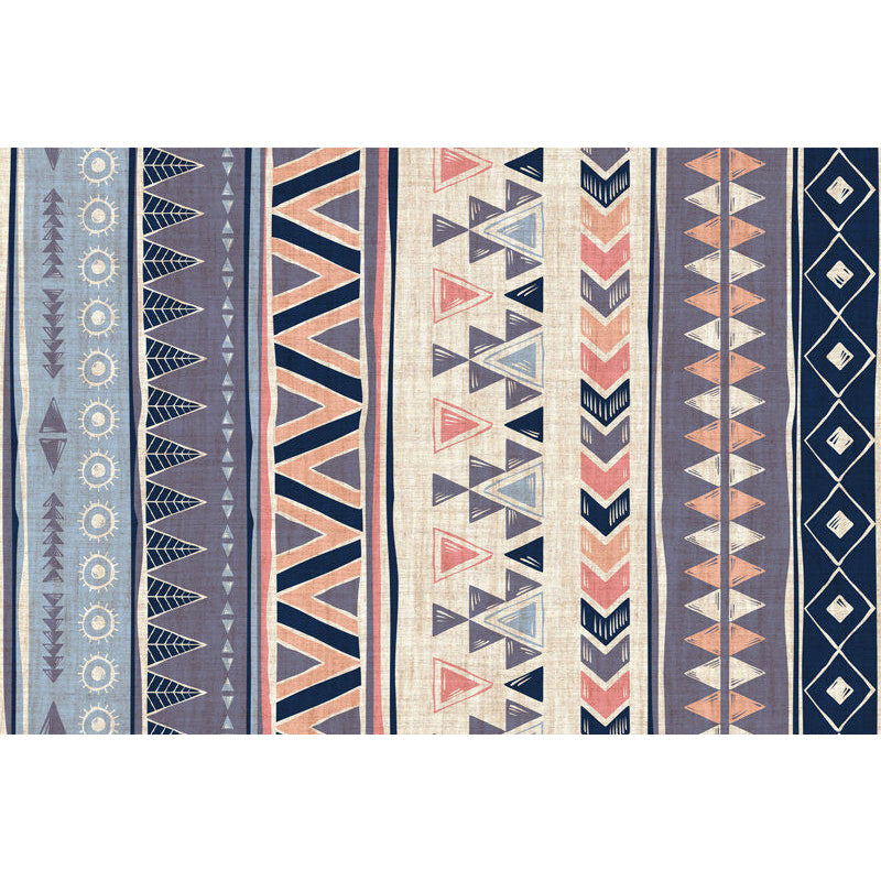 Avtoit | Warm purple stain-resistant rug striped geometric Americana tribal rug polyester pet-friendly area rug for living room