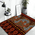 Avtoit | Paisley and Leopard Tribal Rug in Orange Indian Americana Scroll Synthetic Flooring Pet Friendly Stain Resistant Indoor Carpet