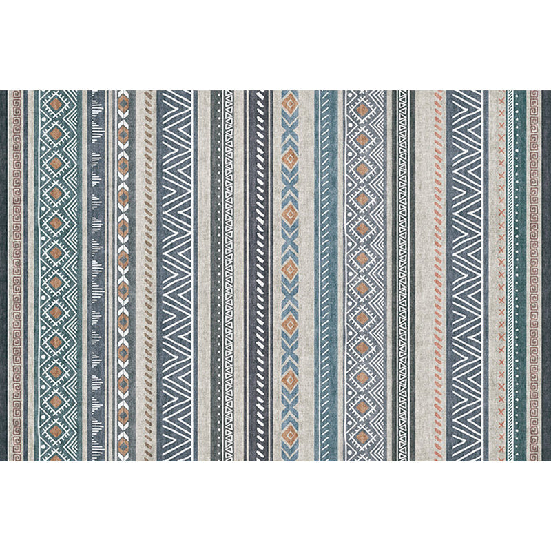Avtoit | Bohemian Style Indoor Rug Striped Geometric Shine Rug with Zigzag Lines and Diamond Synthetic Non-Slip Rug