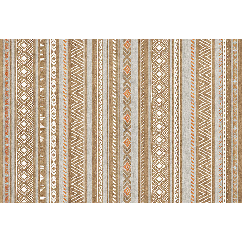 Avtoit | Bohemian Style Indoor Rug Striped Geometric Shine Rug with Zigzag Lines and Diamond Synthetic Non-Slip Rug