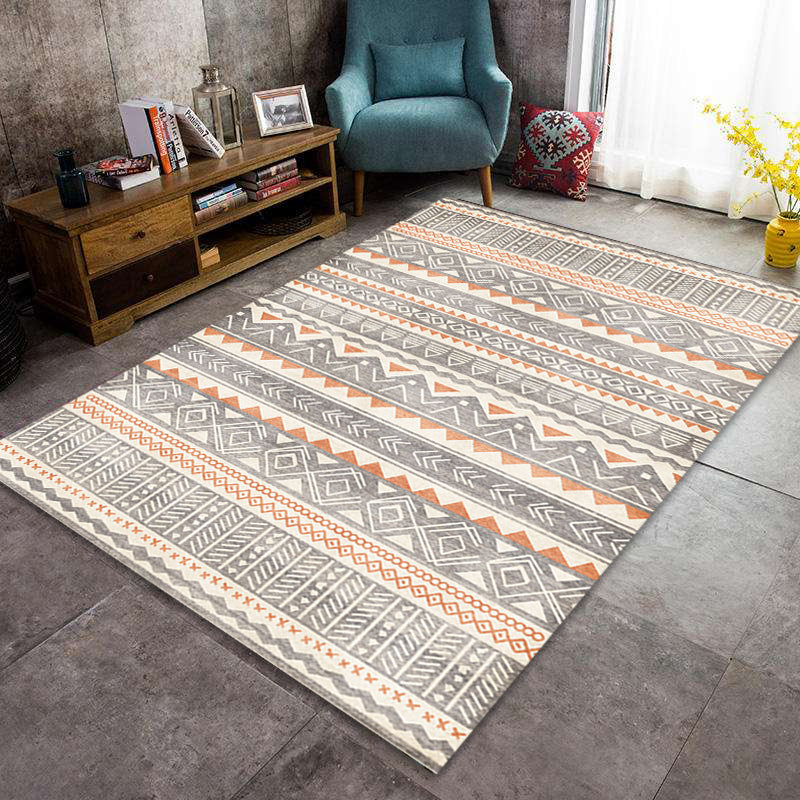 Avtoit | Indian America Area Rug Striped Diamond Geometric Synthetic Stain Resistant Power Loom Rug for the Area around the Fireplace