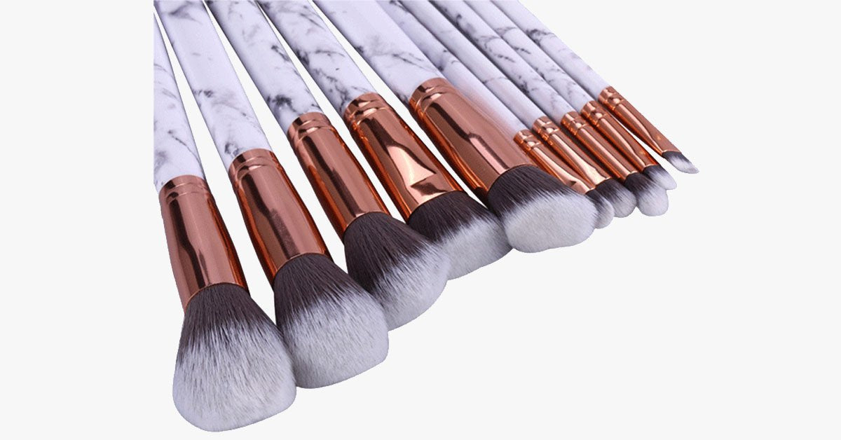 Avtoit | Chic Brush Set with Marble Handle - Versatile Luxuriously Looking Brushes