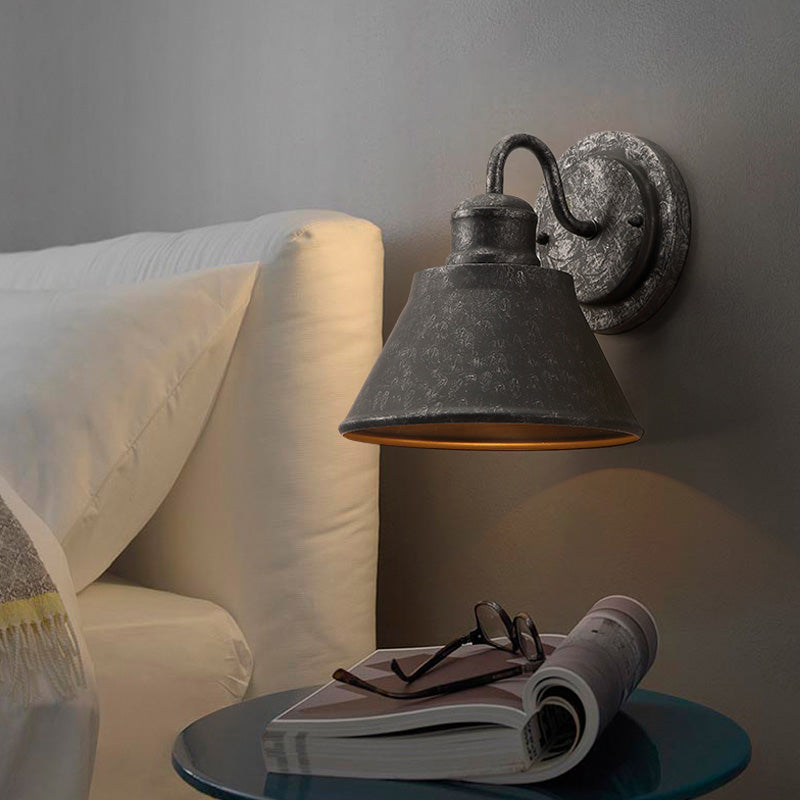 Avtoit | Metal Antique Black Wall Lights Drum/Trumpet Shade 1-Light Retro Rustic Wall Lamp Fixture