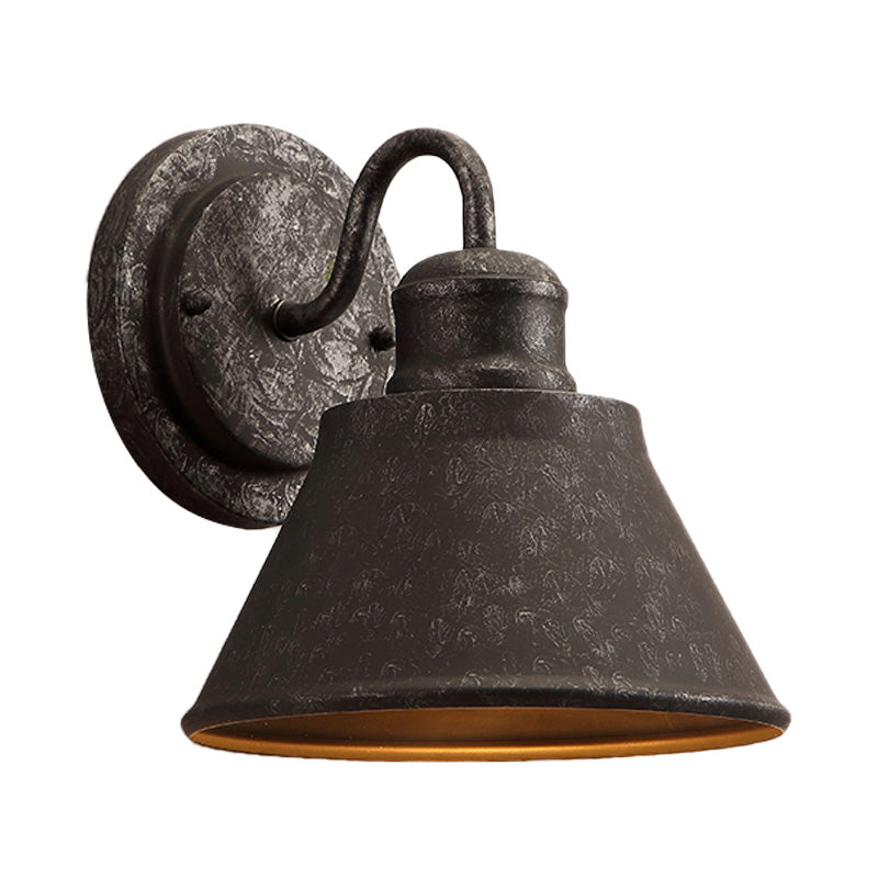 Avtoit | Metal Antique Black Wall Lights Drum/Trumpet Shade 1-Light Retro Rustic Wall Lamp Fixture