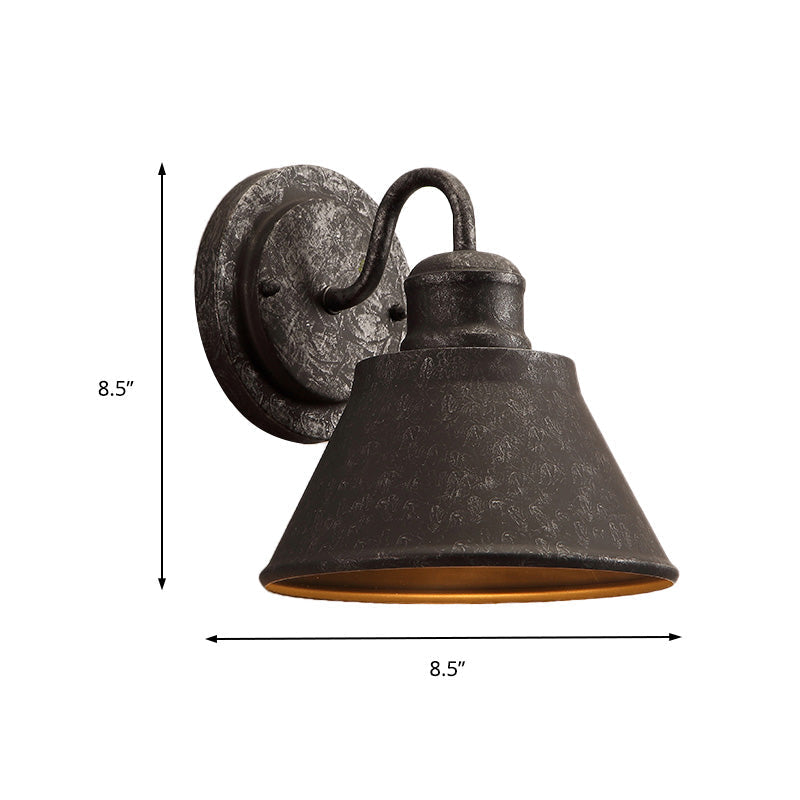 Avtoit | Metal Antique Black Wall Lights Drum/Trumpet Shade 1-Light Retro Rustic Wall Lamp Fixture