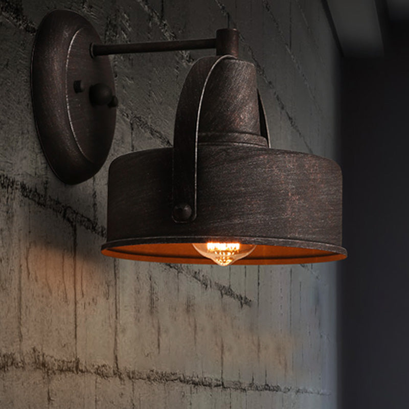 Avtoit | Metal Antique Black Wall Lights Drum/Trumpet Shade 1-Light Retro Rustic Wall Lamp Fixture