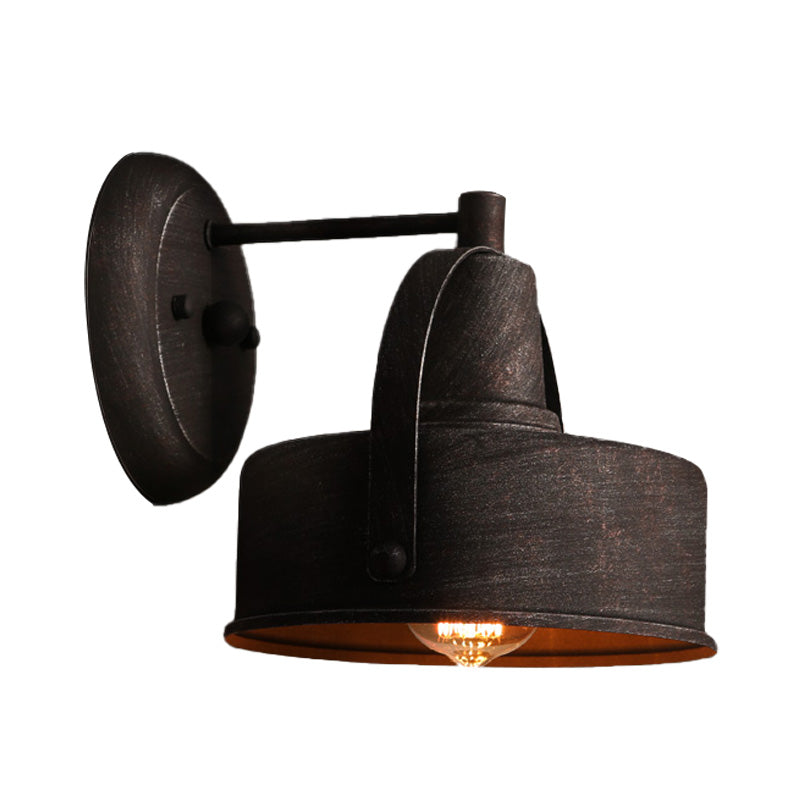 Avtoit | Metal Antique Black Wall Lights Drum/Trumpet Shade 1-Light Retro Rustic Wall Lamp Fixture
