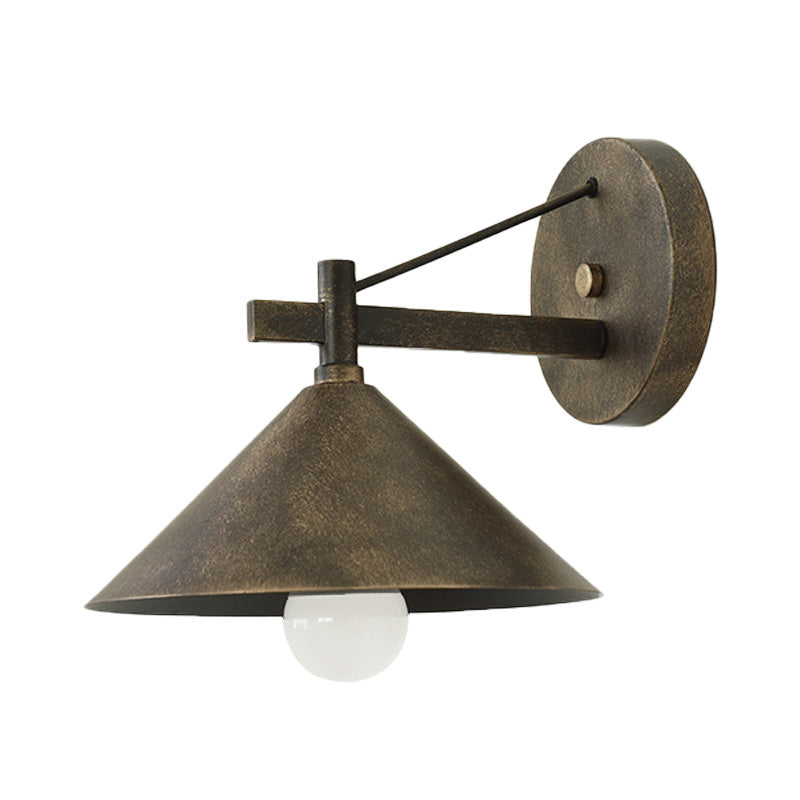 Avtoit | 1 Metal Wall Lamp Light Industrial Aged Silver/Bronze Cone Dining Room Lighting Fixture