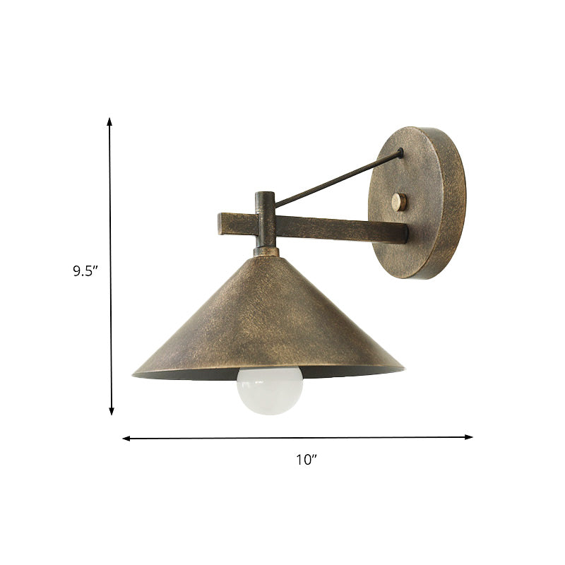 Avtoit | 1 Metal Wall Lamp Light Industrial Aged Silver/Bronze Cone Dining Room Lighting Fixture