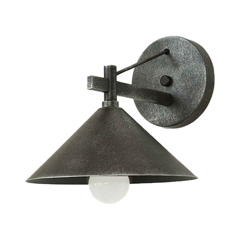 Avtoit | 1 Metal Wall Lamp Light Industrial Aged Silver/Bronze Cone Dining Room Lighting Fixture