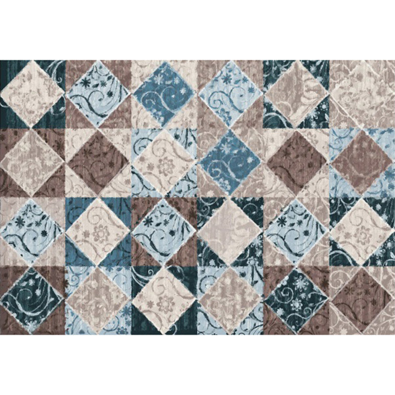 Avtoit | Moroccan Living Room Rug Colorful Petal Diamond Pattern Rug Polyester Non-slip Flooring