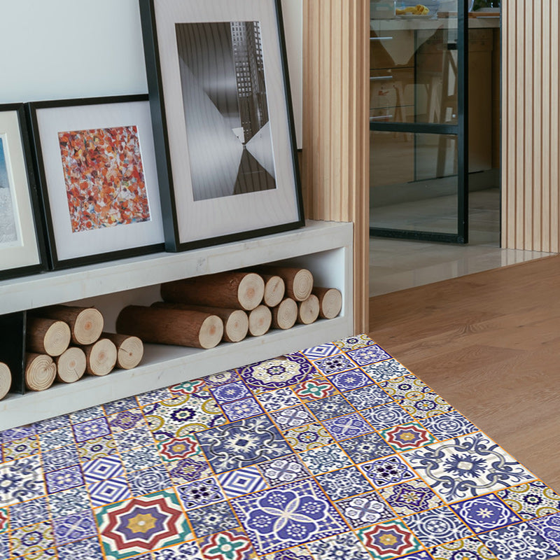 Avtoit | Moroccan Floral Pattern Rug in Purple Polyester Rug Non-Slip Living Room Rug for Home Decoration