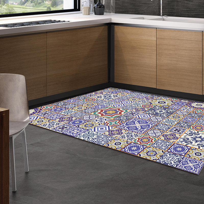 Avtoit | Moroccan Floral Pattern Rug in Purple Polyester Rug Non-Slip Living Room Rug for Home Decoration