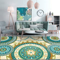 Avtoit | Yellow Moroccan Carpet Polyester Flower Circle Dots Pattern Rug Non-Slip Mat Rug for Home Decor