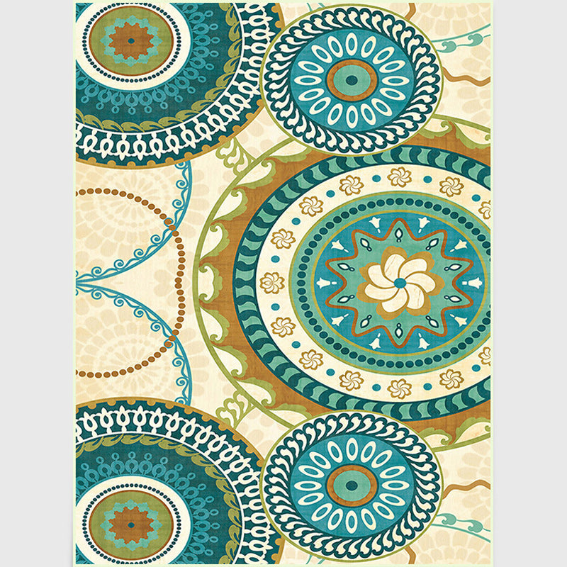 Avtoit | Yellow Moroccan Carpet Polyester Flower Circle Dots Pattern Rug Non-Slip Mat Rug for Home Decor