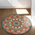 Avtoit | Blue and Orange Tribal Carpet with Leaf Polyester Southwestern Print Non-Slip Back Carpet for Bedroom