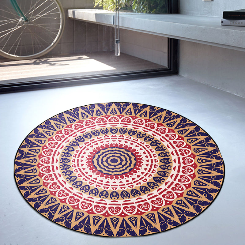 Avtoit | Vintage Floral Carpet Red and Yellow Moroccan Carpet Polyester Non-Slip Back Machine Washable Carpet for the Bedroom