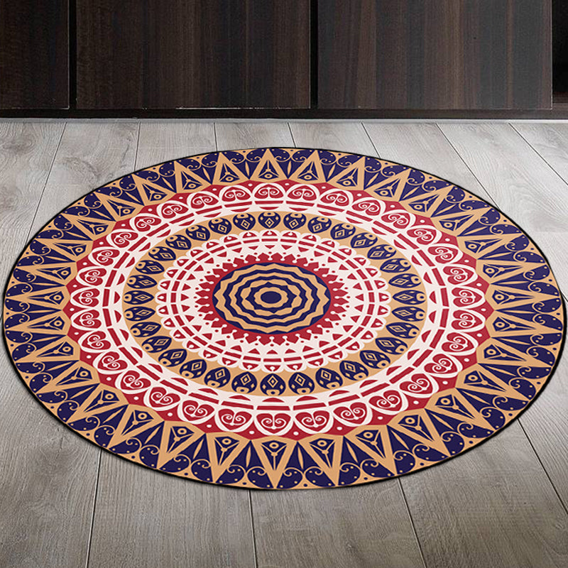 Avtoit | Vintage Floral Carpet Red and Yellow Moroccan Carpet Polyester Non-Slip Back Machine Washable Carpet for the Bedroom