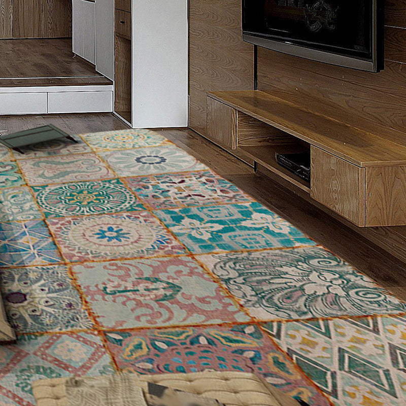 Avtoit | Moroccan Living Room Rug Multicolored Flower Diamond Print Rug Polyester Rug