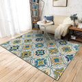 Avtoit | Ivorakariert Moroccan Carpet Polyester Geometric Floral Cross Print Rug Non-Slip Rug for Home Decor