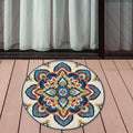 Avtoit | Blue and Yellow Southwest Rug Synthetic Tribal Rug Non-Slip Back Area Rug for Bedroom