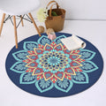 Avtoit | Tribal southwestern flower rug blue polyester rug anti-slip mat rug for bedroom