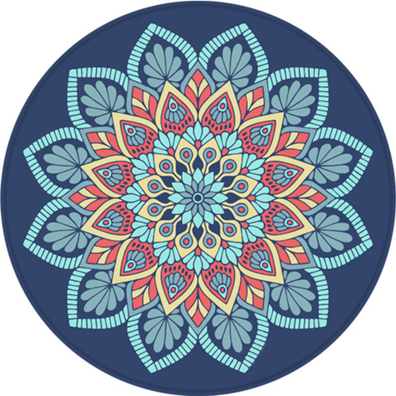 Avtoit | Tribal southwestern flower rug blue polyester rug anti-slip mat rug for bedroom