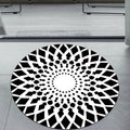 Avtoit | Black and White Moroccan Carpet Polyester Floral Carpet Non-Slip Back Carpet for Living Room