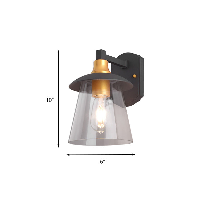 Avtoit | Clear Glass Black Wall Lamp Lighting Cylinder/Half Circle/Rectangle 1-Light Industrial Light Fixture, 6"/8" Wide