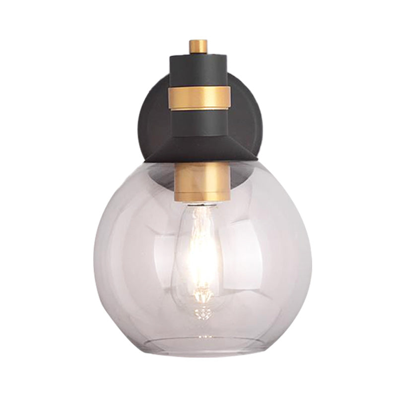 Avtoit | Clear Glass Black Wall Lamp Lighting Cylinder/Half Circle/Rectangle 1-Light Industrial Light Fixture, 6"/8" Wide
