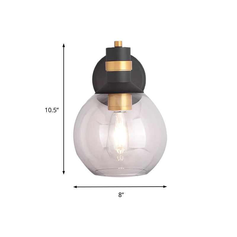 Avtoit | Clear Glass Black Wall Lamp Lighting Cylinder/Half Circle/Rectangle 1-Light Industrial Light Fixture, 6"/8" Wide