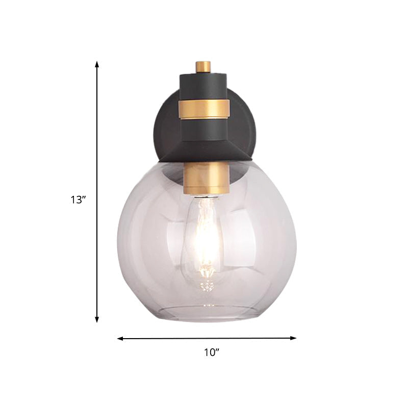 Avtoit | Clear Glass Black Wall Lamp Lighting Cylinder/Half Circle/Rectangle 1-Light Industrial Light Fixture, 6"/8" Wide