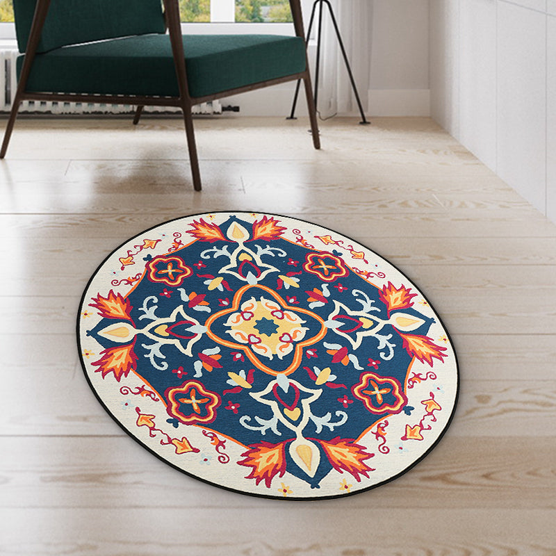 Avtoit | Red and blue bedroom rug southwestern tribal rug synthetic non-slip backing area rug