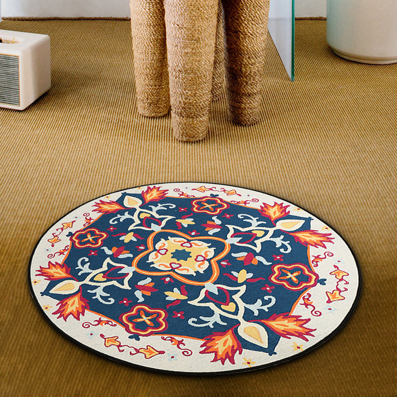 Avtoit | Red and blue bedroom rug southwestern tribal rug synthetic non-slip backing area rug