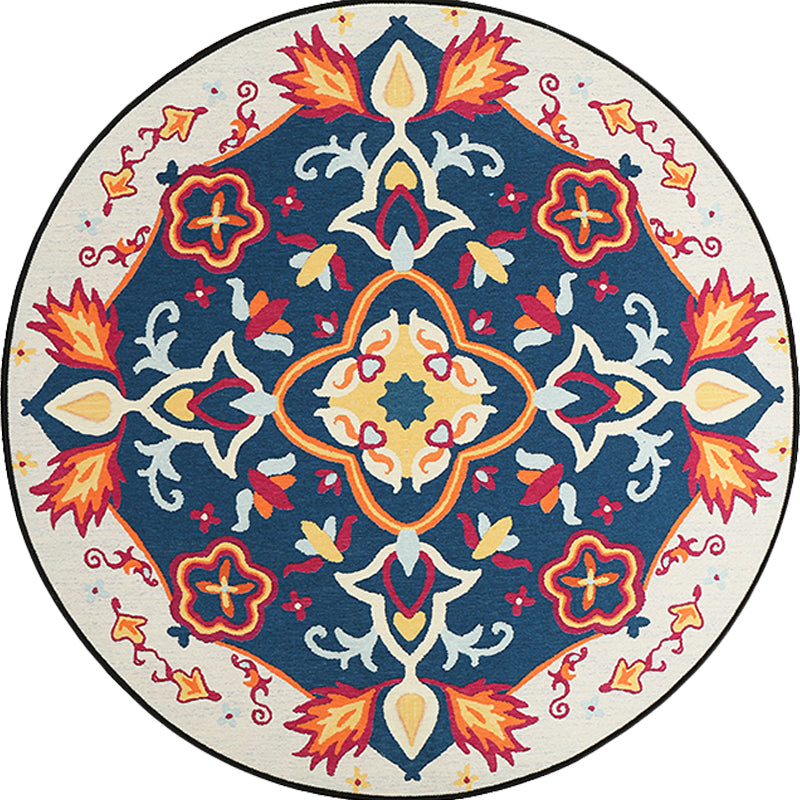 Avtoit | Red and blue bedroom rug southwestern tribal rug synthetic non-slip backing area rug