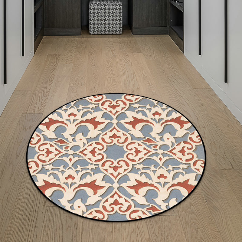 Avtoit | Light Blue Americana Rug Polyester Southwestern Pattern Rug Non-slip Back Rug for Bedroom