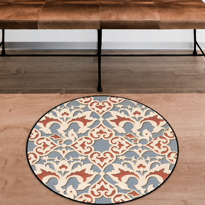Avtoit | Light Blue Americana Rug Polyester Southwestern Pattern Rug Non-slip Back Rug for Bedroom