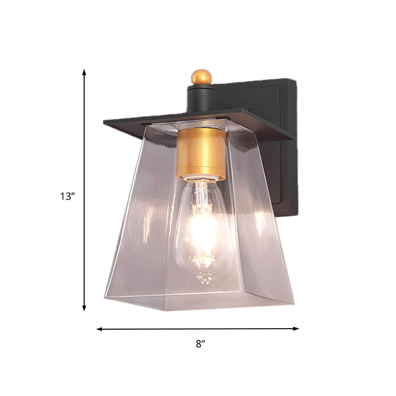Avtoit | Clear Glass Black Wall Lamp Lighting Cylinder/Half Circle/Rectangle 1-Light Industrial Light Fixture, 6"/8" Wide