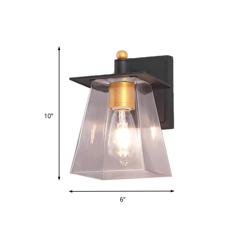 Avtoit | Clear Glass Black Wall Lamp Lighting Cylinder/Half Circle/Rectangle 1-Light Industrial Light Fixture, 6"/8" Wide