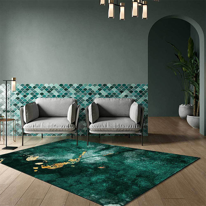 Avtoit | Modern living room rug in green abstract marble pattern rug polyester washable area rug