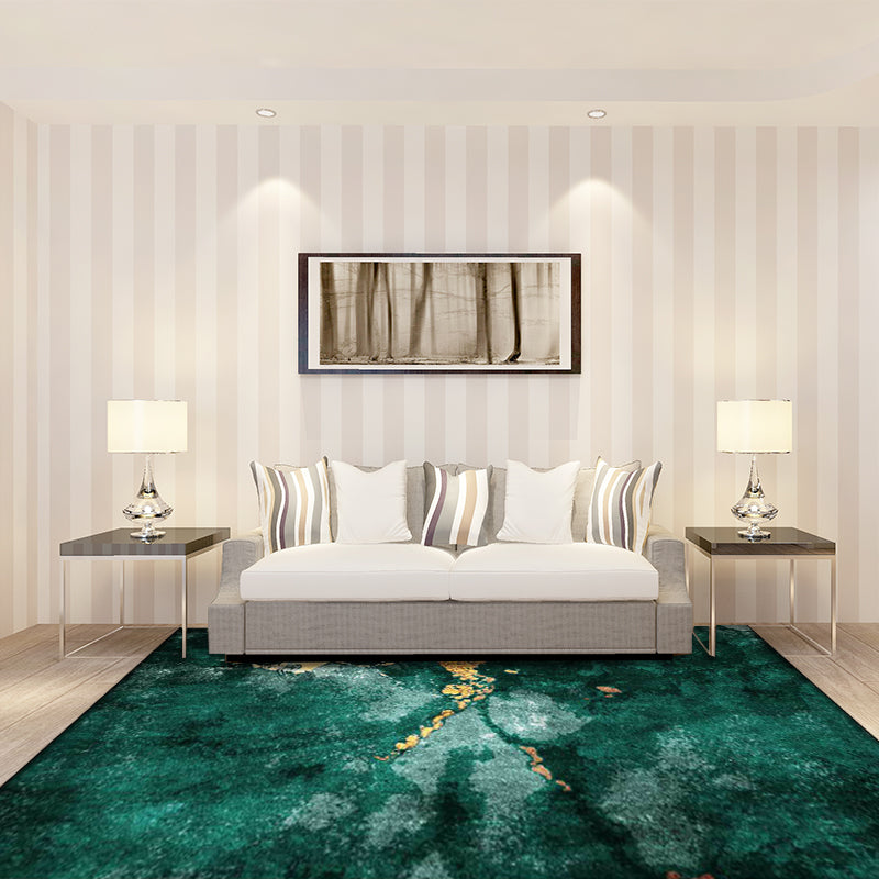 Avtoit | Modern living room rug in green abstract marble pattern rug polyester washable area rug